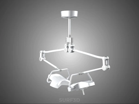 TWO 2 HEAD ARM CEILING MOUNTED LED LAMP LIGHT SURGICAL SURGERY 3D Model