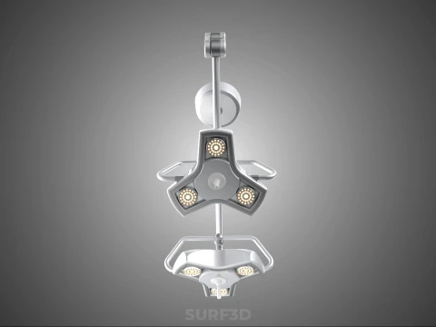 TWO 2 HEAD ARM CEILING MOUNTED LED LAMP LIGHT SURGICAL SURGERY 3D Model