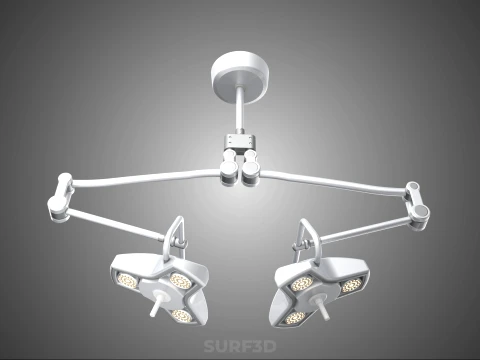 TWO 2 HEAD ARM CEILING MOUNTED LED LAMP LIGHT SURGICAL SURGERY 3D Model