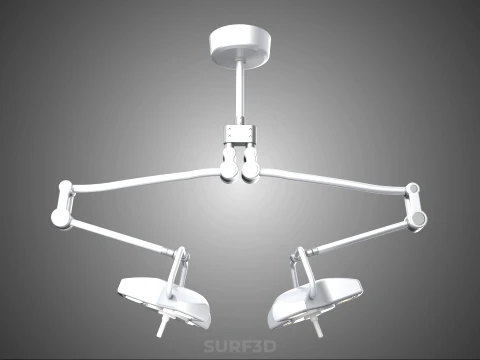 TWO 2 HEAD ARM CEILING MOUNTED LED LAMP LIGHT SURGICAL SURGERY 3D Model