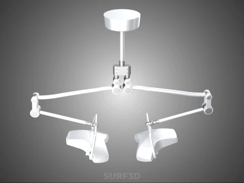 TWO 2 HEAD ARM CEILING MOUNTED LED LAMP LIGHT SURGICAL SURGERY 3D Model