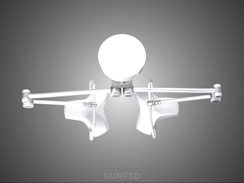 TWO 2 HEAD ARM CEILING MOUNTED LED LAMP LIGHT SURGICAL SURGERY 3D Model