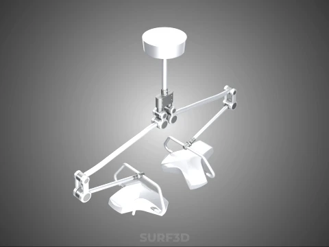 TWO 2 HEAD ARM CEILING MOUNTED LED LAMP LIGHT SURGICAL SURGERY 3D Model