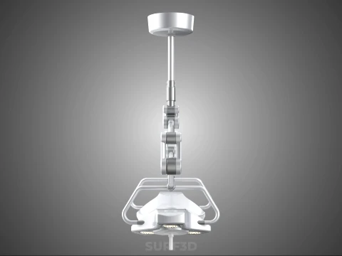 TWO 2 HEAD ARM CEILING MOUNTED LED LAMP LIGHT SURGICAL SURGERY 3D Model