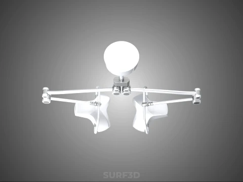 TWO 2 HEAD ARM CEILING MOUNTED LED LAMP LIGHT SURGICAL SURGERY 3D Model