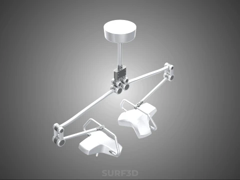 TWO 2 HEAD ARM CEILING MOUNTED LED LAMP LIGHT SURGICAL SURGERY 3D Model