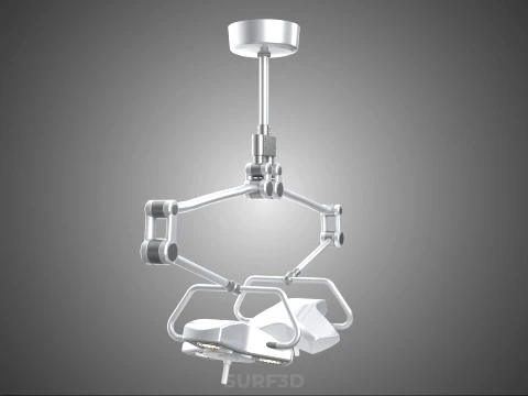 TWO 2 HEAD ARM CEILING MOUNTED LED LAMP LIGHT SURGICAL SURGERY 3D Model