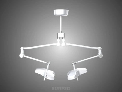 TWO 2 HEAD ARM CEILING MOUNTED LED LAMP LIGHT SURGICAL SURGERY 3D Model