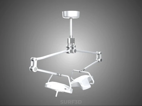 TWO 2 HEAD ARM CEILING MOUNTED LED LAMP LIGHT SURGICAL SURGERY 3D Model