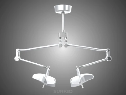TWO 2 HEAD ARM CEILING MOUNTED LED LAMP LIGHT SURGICAL SURGERY 3D Model