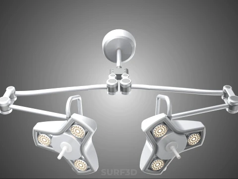 TWO 2 HEAD ARM CEILING MOUNTED LED LAMP LIGHT SURGICAL SURGERY 3D Model