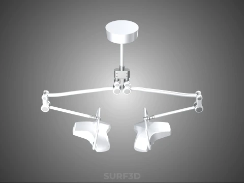 TWO 2 HEAD ARM CEILING MOUNTED LED LAMP LIGHT SURGICAL SURGERY 3D Model