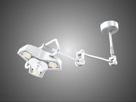 L&Aacute;MPARA LED TRIPLE DE 3 CABEZAS DE UN SOLO BRAZO PARA MONTAJE EN EL TECHO QUIR&Uacute;RGICA Modelo 3D