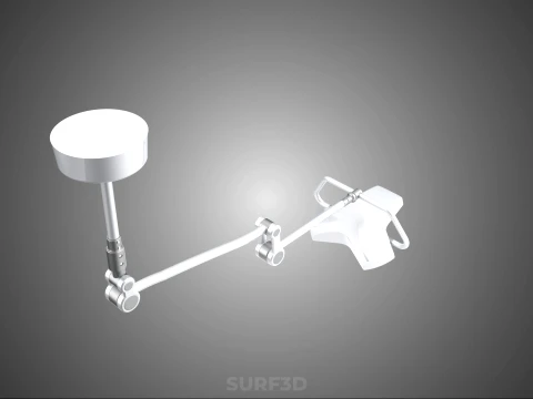 TRIPLE 3 HEAD SINGLE ARM CEILING MOUNTED LED LAMP LIGHT SURGICAL 3D Model