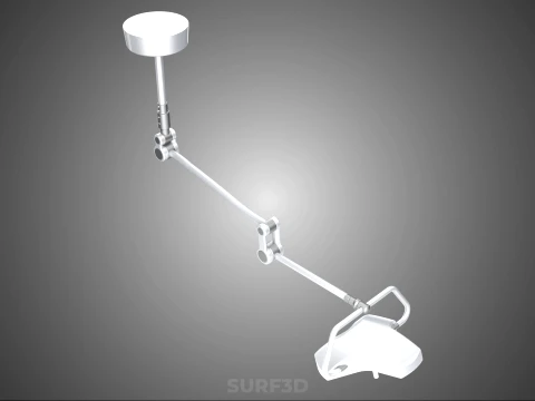 TRIPLE 3 HEAD SINGLE ARM CEILING MOUNTED LED LAMP LIGHT SURGICAL 3D Model