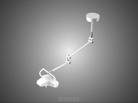 TRIPLE 3 HEAD SINGLE ARM CEILING MOUNTED LED LAMP LIGHT SURGICAL 3D Model