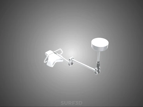TRIPLE 3 HEAD SINGLE ARM CEILING MOUNTED LED LAMP LIGHT SURGICAL 3D Model
