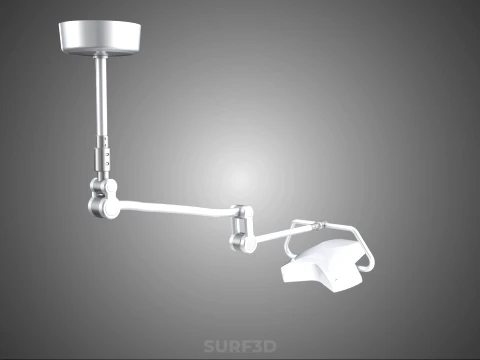 TRIPLE 3 HEAD SINGLE ARM CEILING MOUNTED LED LAMP LIGHT SURGICAL 3D Model