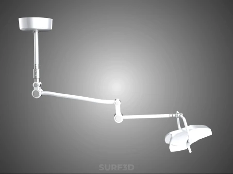 TRIPLE 3 HEAD SINGLE ARM CEILING MOUNTED LED LAMP LIGHT SURGICAL 3D Model