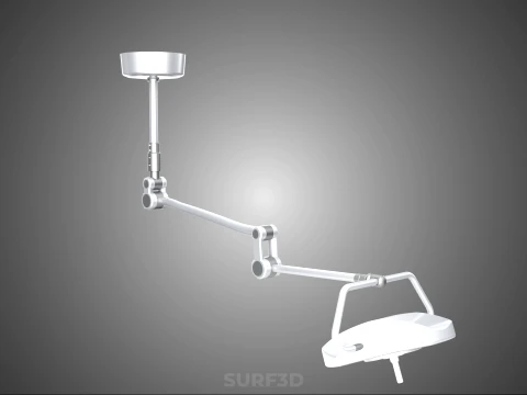 TRIPLE 3 HEAD SINGLE ARM CEILING MOUNTED LED LAMP LIGHT SURGICAL 3D Model