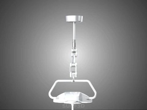 TRIPLE 3 HEAD SINGLE ARM CEILING MOUNTED LED LAMP LIGHT SURGICAL 3D Model