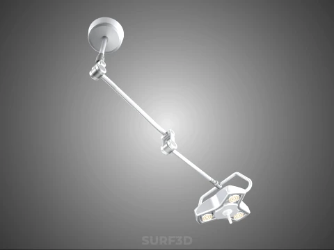 TRIPLE 3 HEAD SINGLE ARM CEILING MOUNTED LED LAMP LIGHT SURGICAL 3D Model