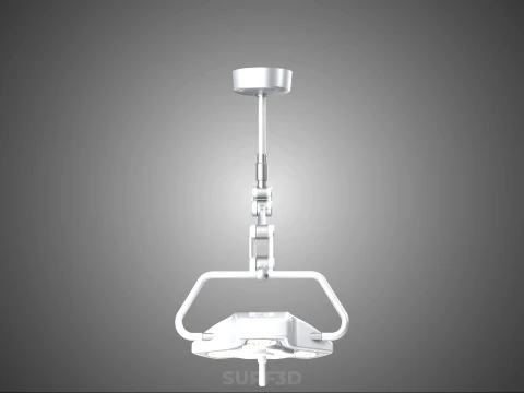TRIPLE 3 HEAD SINGLE ARM CEILING MOUNTED LED LAMP LIGHT SURGICAL 3D Model