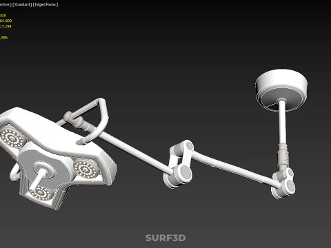 TRIPLE 3 HEAD SINGLE ARM CEILING MOUNTED LED LAMP LIGHT SURGICAL 3D Model