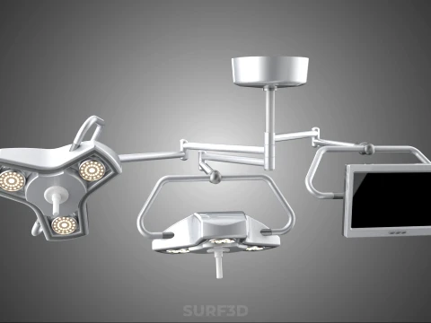 SURGICAL LIGHT LED LIGHTING LAMP CEILING LCD DISPLAY HD MONITOR 3D Model