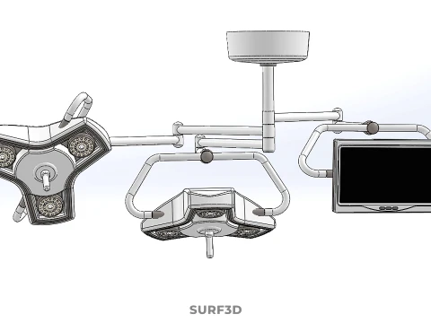 SURGICAL LIGHT LED LIGHTING LAMP CEILING LCD DISPLAY HD MONITOR 3D Model
