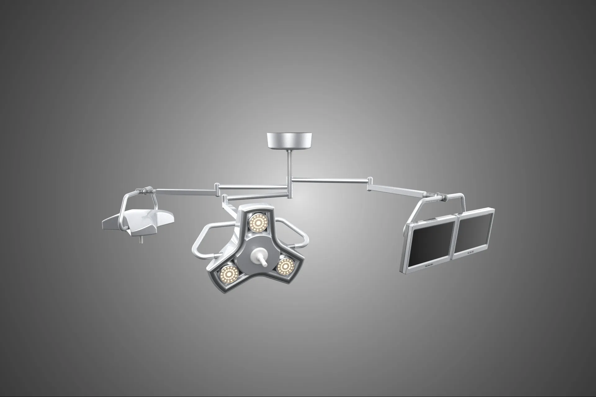 外科手術用ライトランプマウントデュアル 2 画面ディスプレイモニター 3Dモデル .c4d .max .obj .3ds .fbx .stl .blend