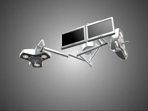 SURGERY SURGICAL LIGHT LAMP MOUNT DOUBLE DISPLAY LED LCD MONITOR 3D Model