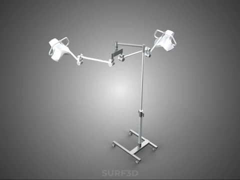 モバイルデュアルヘッドサージカルライト LEDランプ照明ローリングスタンド 3Dモデル