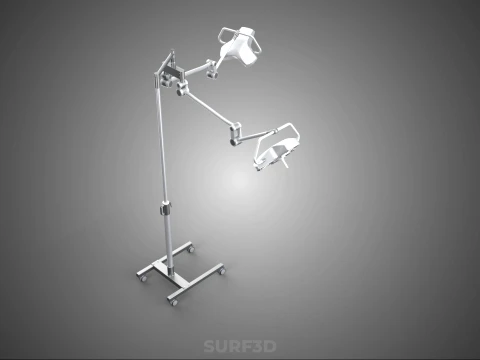 モバイルデュアルヘッドサージカルライト LEDランプ照明ローリングスタンド 3Dモデル