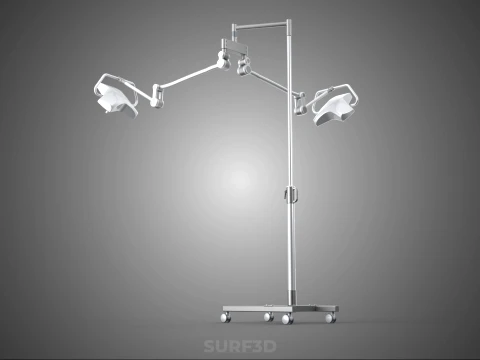 モバイルデュアルヘッドサージカルライト LEDランプ照明ローリングスタンド 3Dモデル