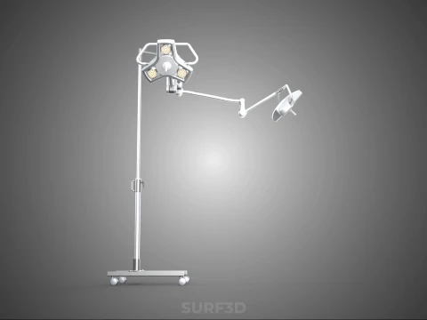 モバイルデュアルヘッドサージカルライト LEDランプ照明ローリングスタンド 3Dモデル