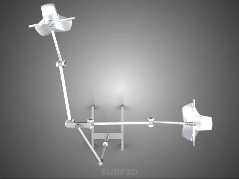 モバイルデュアルヘッドサージカルライト LEDランプ照明ローリングスタンド 3Dモデル