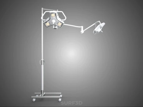 モバイルデュアルヘッドサージカルライト LEDランプ照明ローリングスタンド 3Dモデル