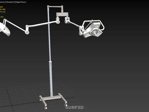 モバイルデュアルヘッドサージカルライト LEDランプ照明ローリングスタンド 3Dモデル