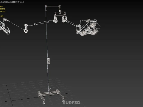 モバイルデュアルヘッドサージカルライト LEDランプ照明ローリングスタンド 3Dモデル
