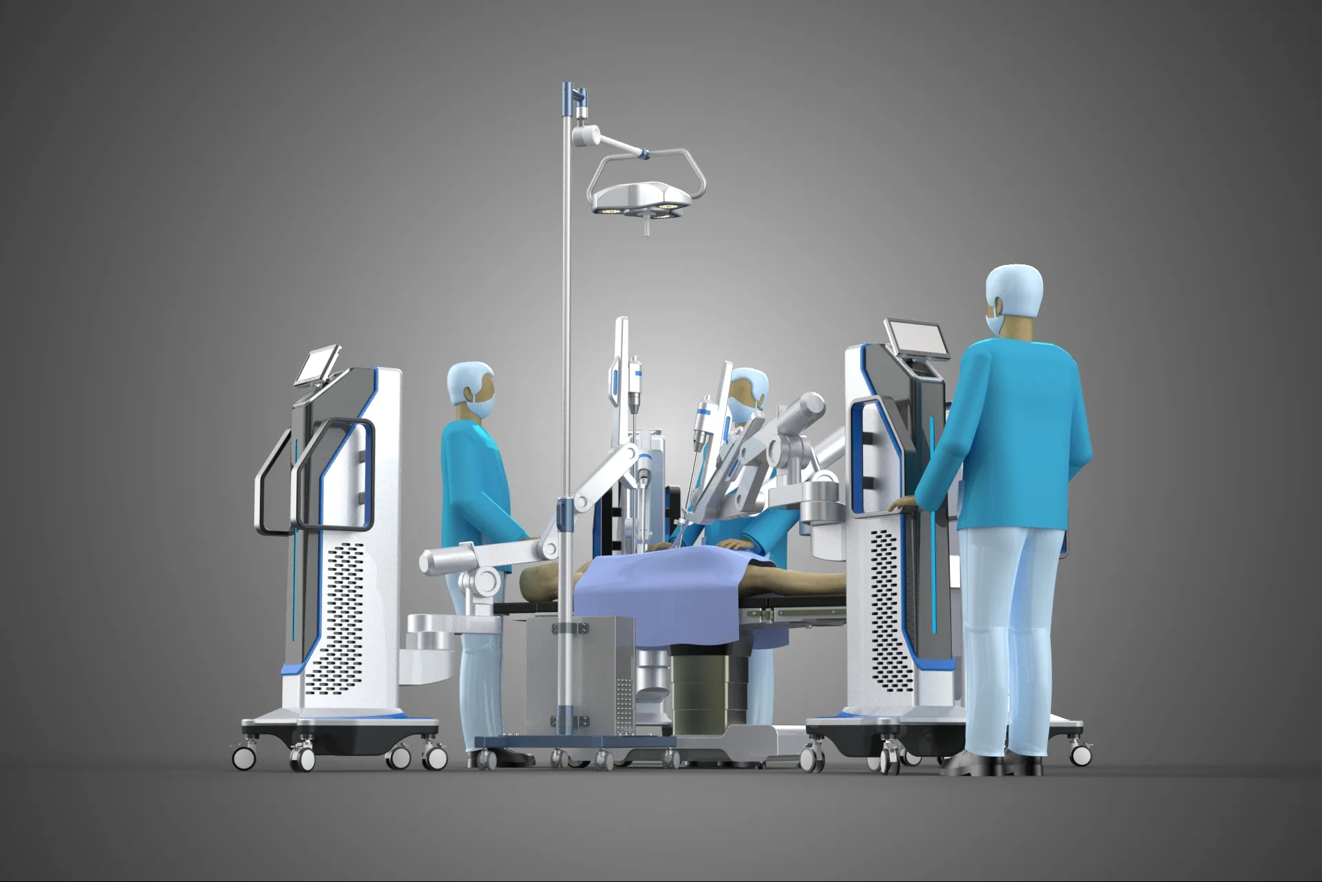 ROBOTIC SURGERY SYSTEM OPERATING ROOM SURGICAL LAMP LIGHT STAND 3D Model .c4d .max .obj .3ds .fbx .stl .blend 