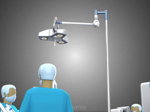 ROBOTIC SURGERY SYSTEM OPERATING ROOM SURGICAL LAMP LIGHT STAND 3D Model