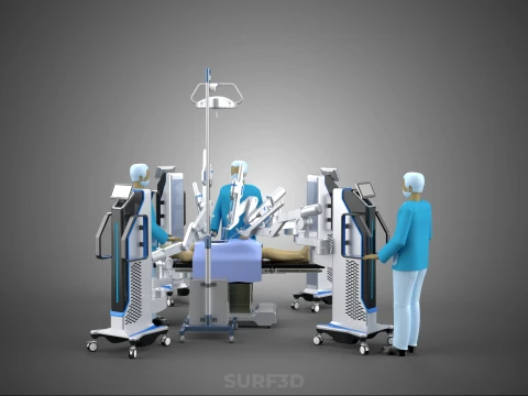 ROBOTIC SURGERY SYSTEM OPERATING ROOM SURGICAL LAMP LIGHT STAND 3D Model