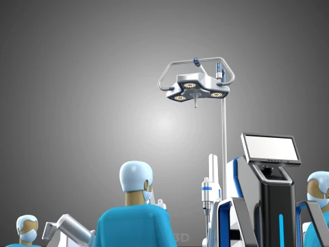 ROBOTIC SURGERY SYSTEM OPERATING ROOM SURGICAL LAMP LIGHT STAND 3D Model