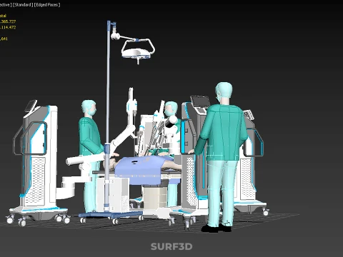 ROBOTIC SURGERY SYSTEM OPERATING ROOM SURGICAL LAMP LIGHT STAND 3D Model