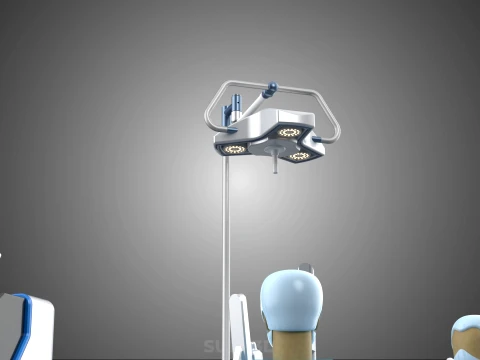 ROBOTIC SURGERY SYSTEM OPERATING ROOM SURGICAL LAMP LIGHT STAND 3D Model