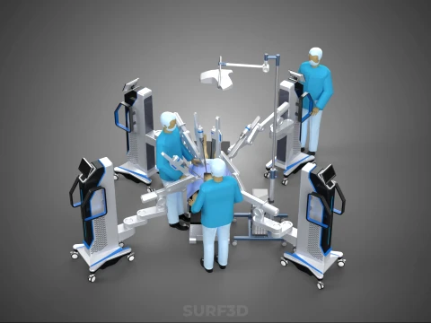 ROBOTIC SURGERY SYSTEM OPERATING ROOM SURGICAL LAMP LIGHT STAND 3D Model