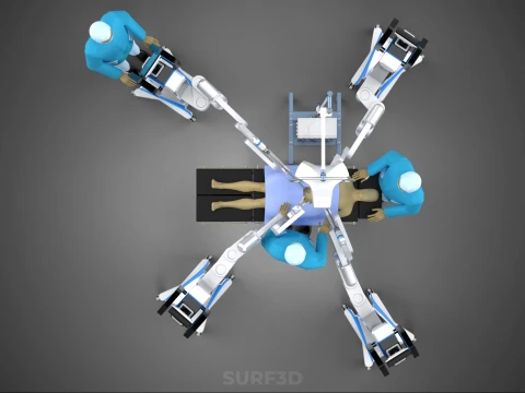 ROBOTIC SURGERY SYSTEM OPERATING ROOM SURGICAL LAMP LIGHT STAND 3D Model