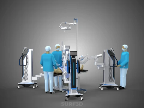 ROBOTIC SURGERY SYSTEM OPERATING ROOM SURGICAL LAMP LIGHT STAND 3D Model