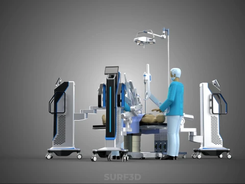 ROBOTIC SURGERY SYSTEM OPERATING ROOM SURGICAL LAMP LIGHT STAND 3D Model